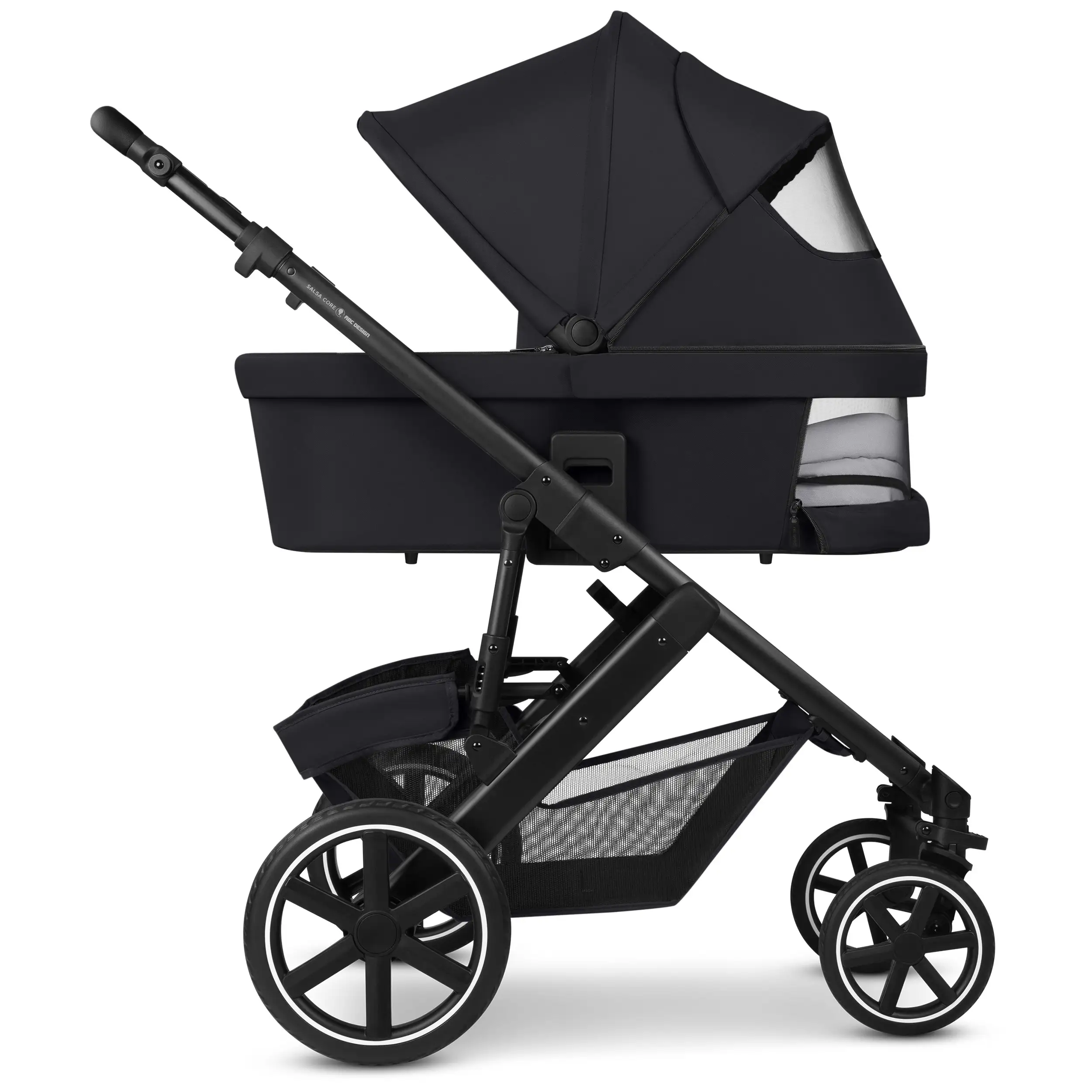 Ensemble poussette 4en1 Salsa Core avec coque auto inclinable Calla et base ISOFIX Root - Ink