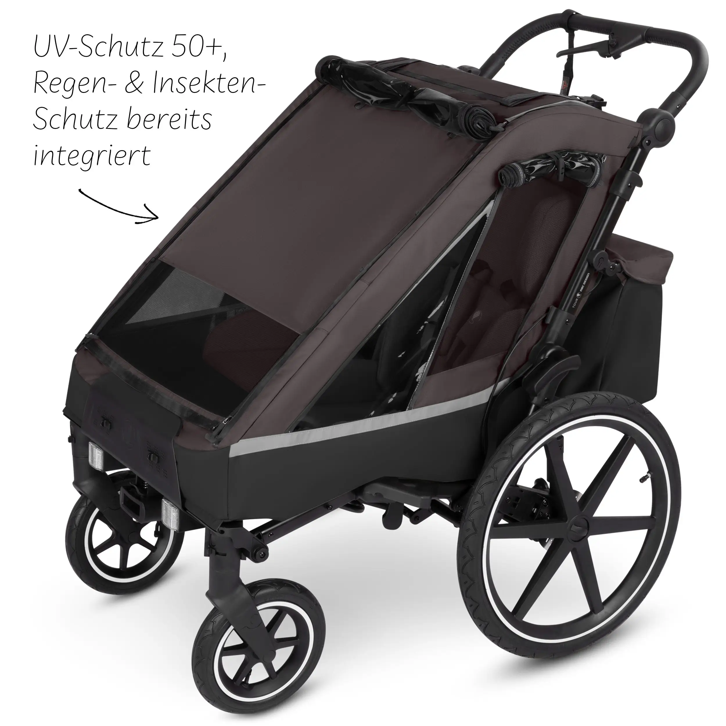 Remorque à vélo Tour 2 avec 2 sièges confortables et roues gonflables - Falcon