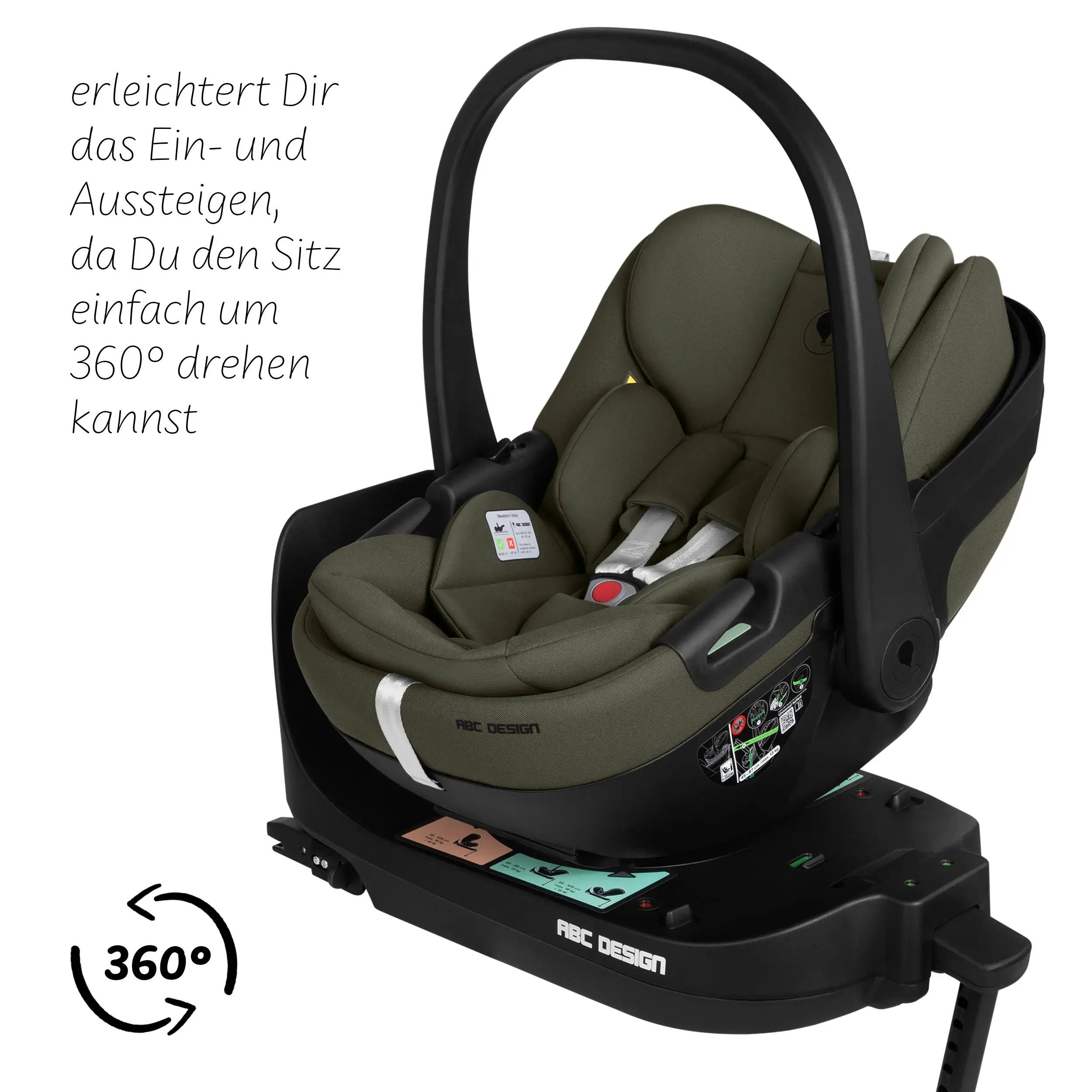 Coque auto Calla i-Size avec position allongée, base ISOFIX rotative Root incluse
