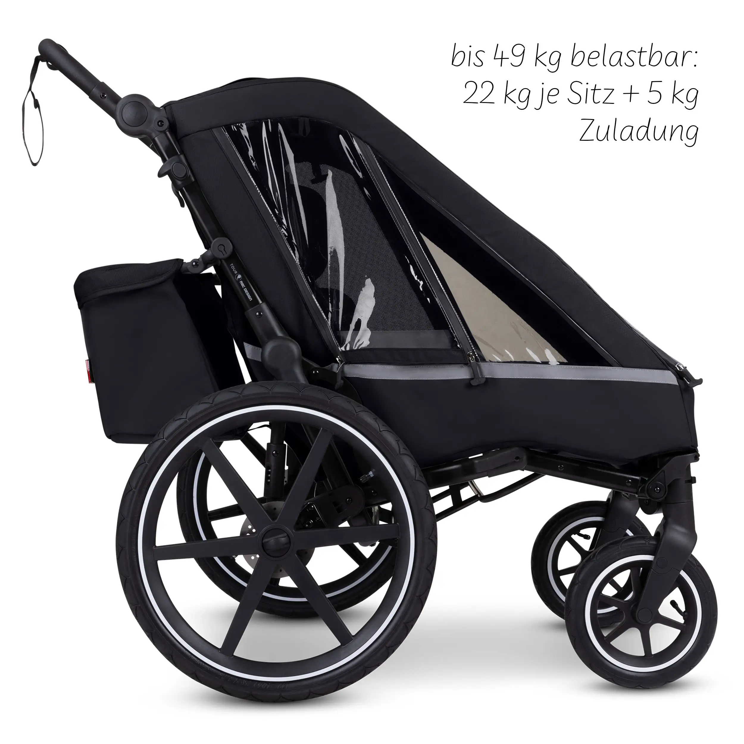 Remorque à vélo Tour avec 2 sièges confort et roues gonflables - Ink