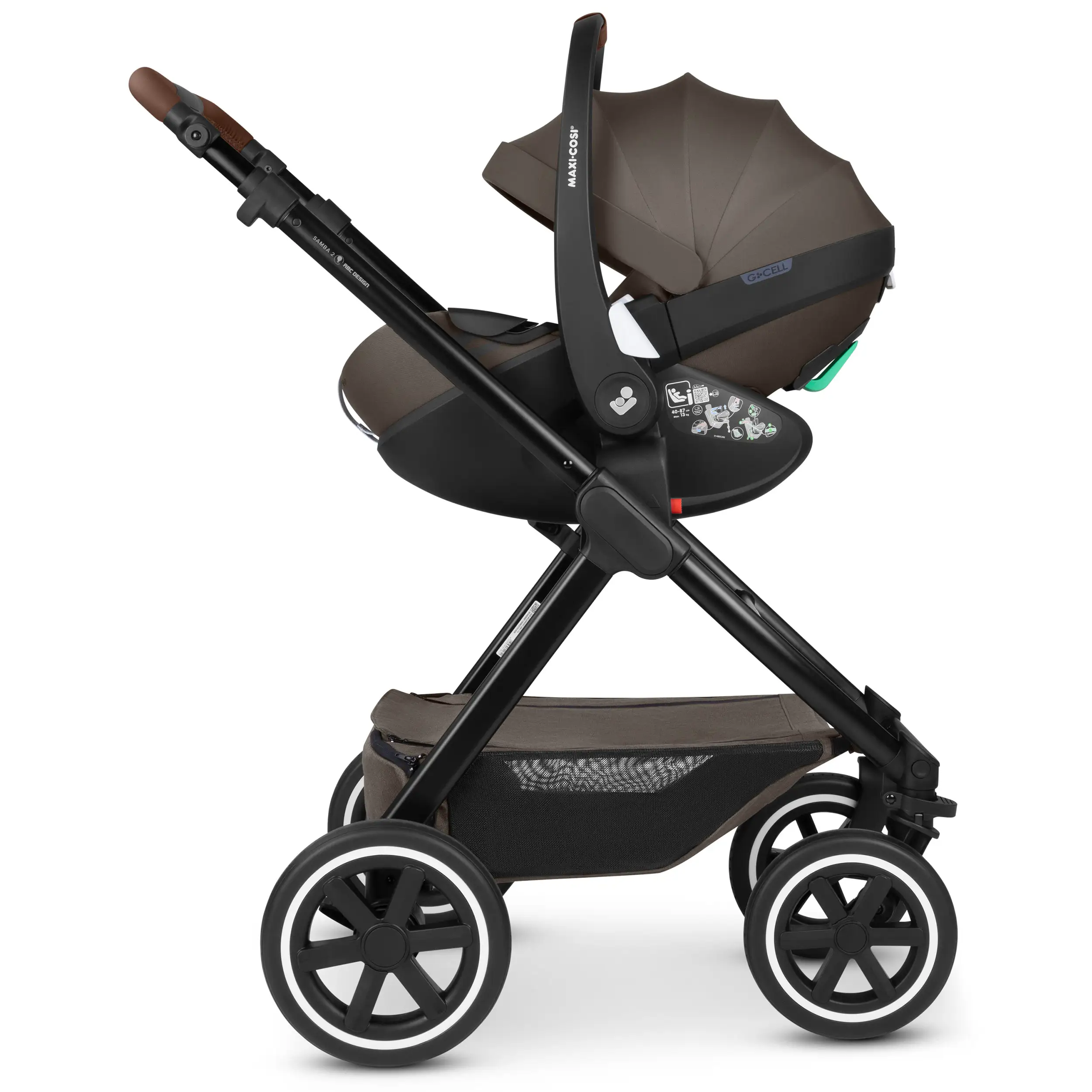 Ensemble poussette 3 en 1 Samba 2 avec siège auto pour bébé Maxi Cosi Pebble 360 Pro 2 - Nature
