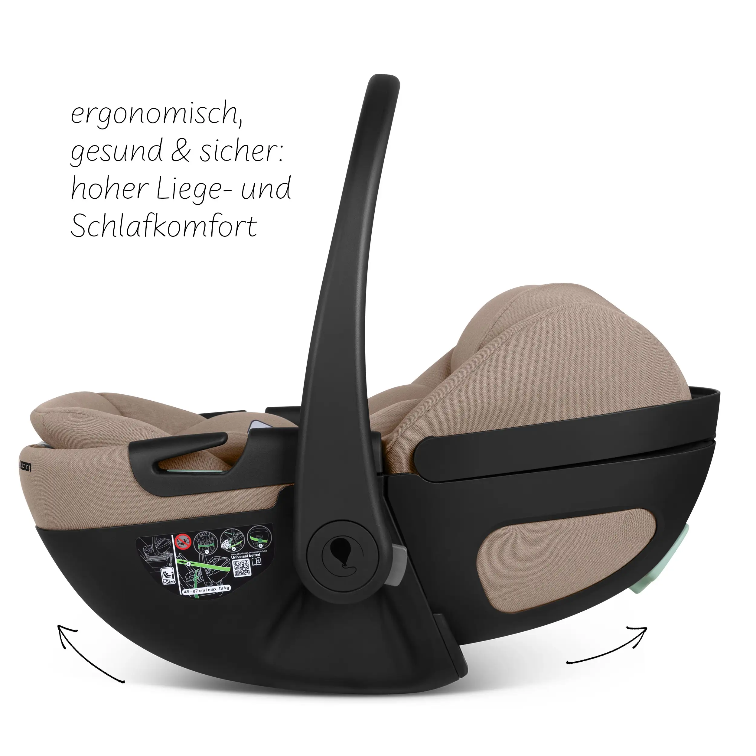 Coque auto Calla i-Size avec position allongée, base ISOFIX rotative Root incluse