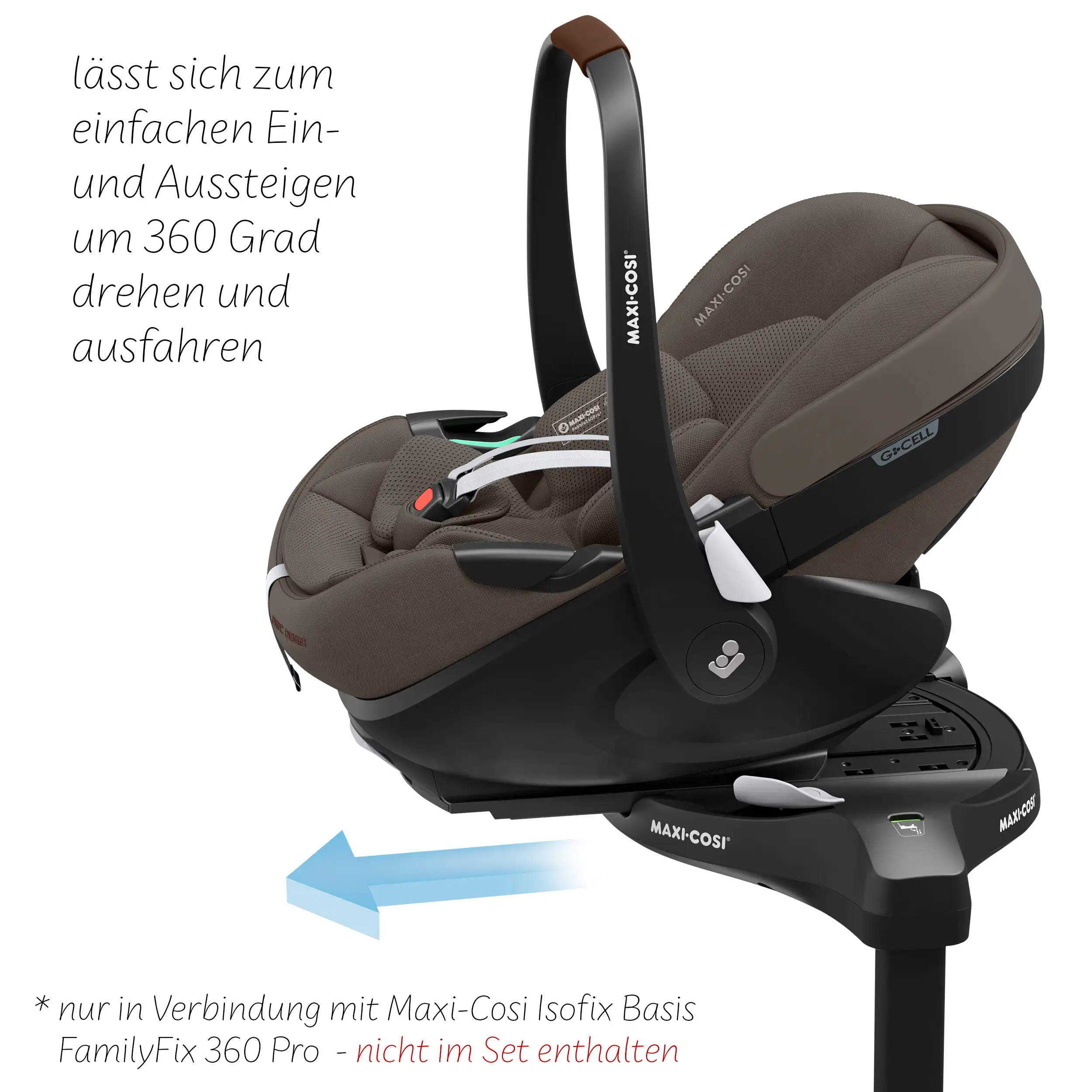 Ensemble poussette 3 en 1 Salsa 5 Air avec siège auto pour bébé Maxi Cosi Pebble 360 Pro 2 - Nature