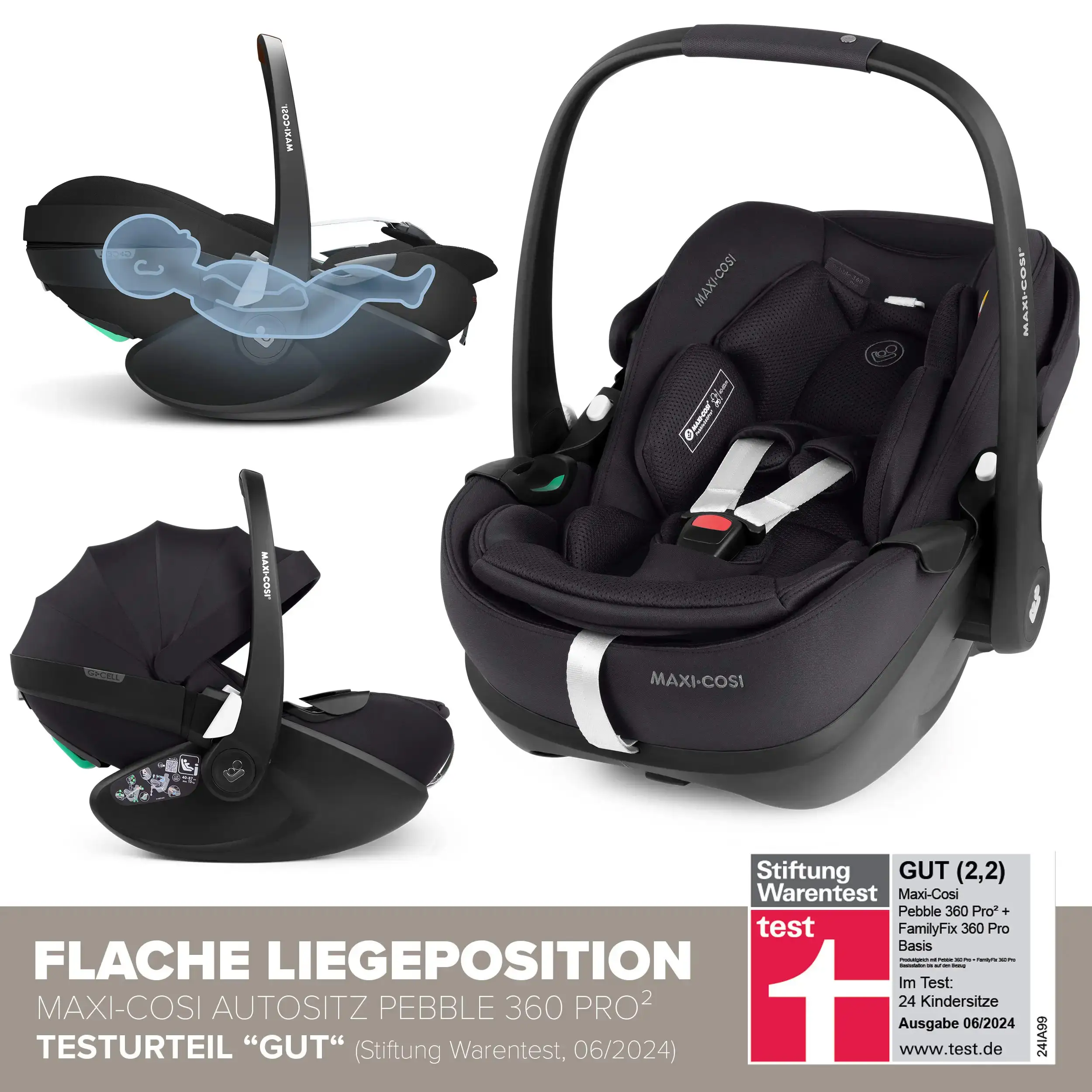 Ensemble poussette 3 en 1 Samba 2 avec coque auto Maxi Cosi Pebble 360 Pro 2 - Avocado