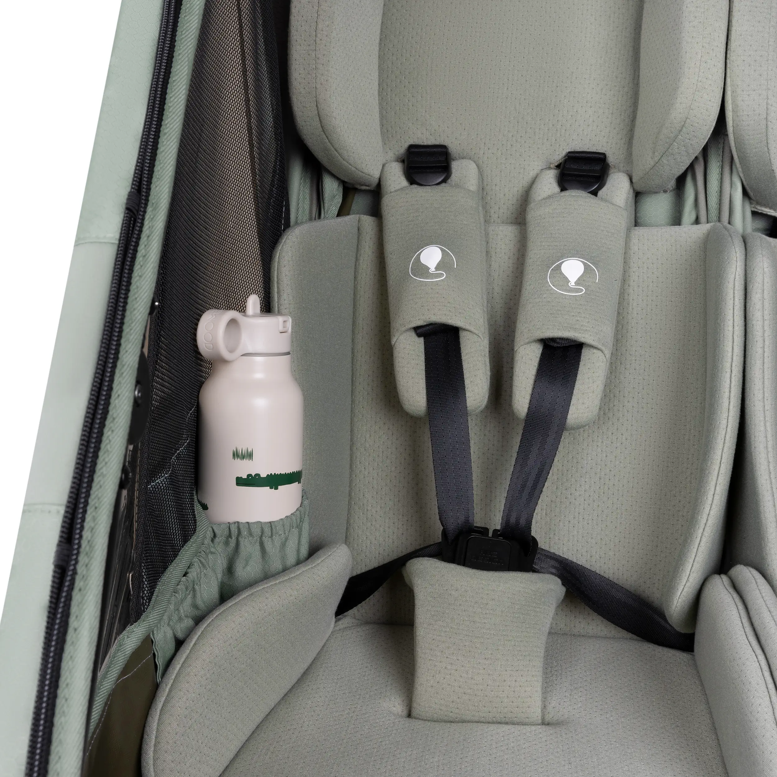 Remorque à vélo Tour avec 2 sièges confort et roues gonflables - Olive